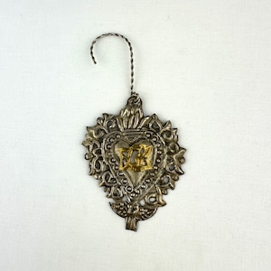 Victorian Ex Voto Silvered Sacred Heart