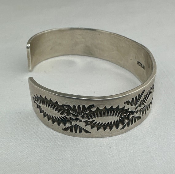 Fred Harvey Era Hand Stamped Silver Cuff Bracelet - image 2
