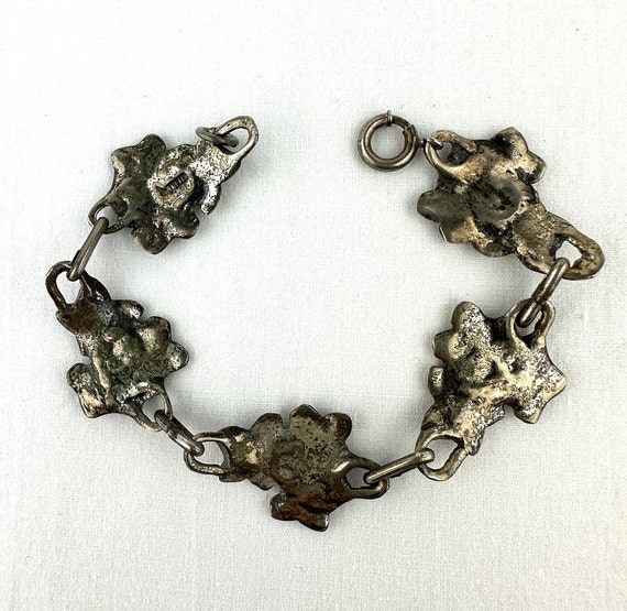 Vintage Sterling Silver Flower Link Bracelet - image 7