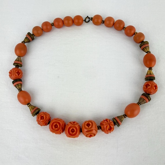 Vintage Celluloid & Brass Bead Choker - image 2