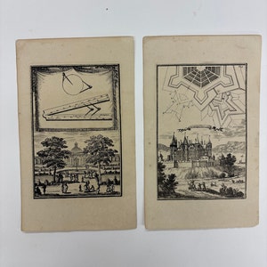 Set of Two Antique Etchings of Military Engineering