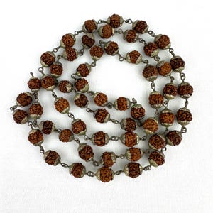 Vintage Rudraksha Mala Sterling Capped Prayer Beads