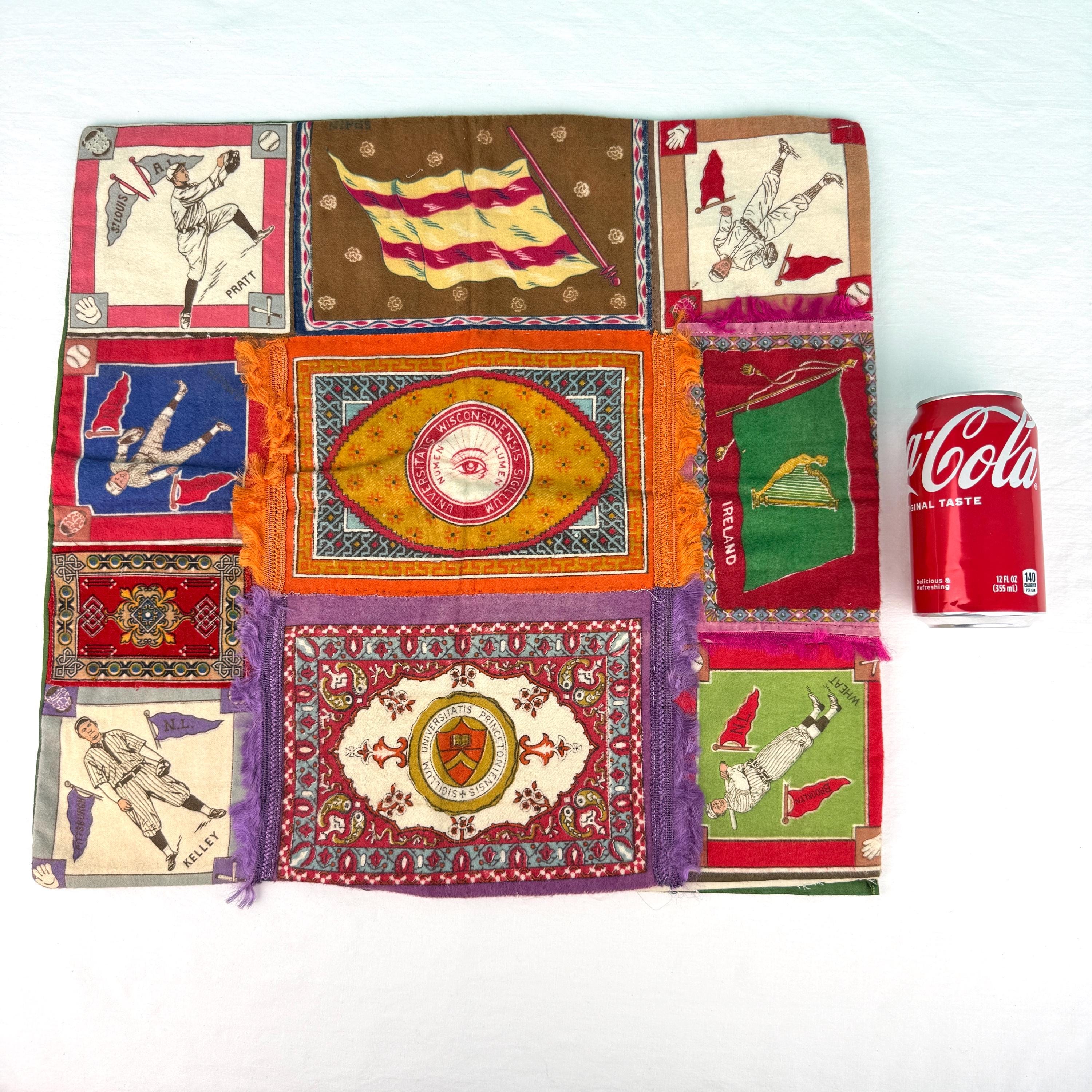 tobacco stripe cotton warp quilt Antique Tobacco Flannel Pillow Top Quilt With Baseball Squares