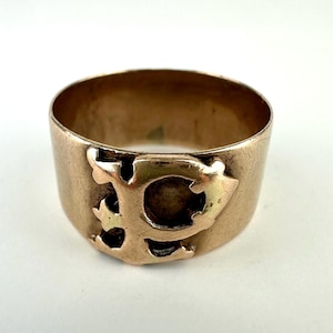 Antique 14k Gold Letter P Cigar Band Ring