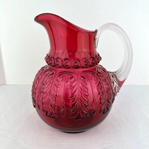 Northwood Victorian Cranberry Glass Pitcher