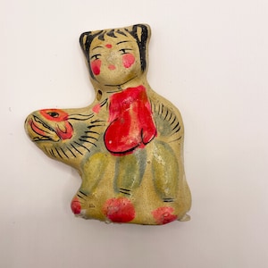 Vintage Chinese Chalkware Figure - Girl with a Dragon