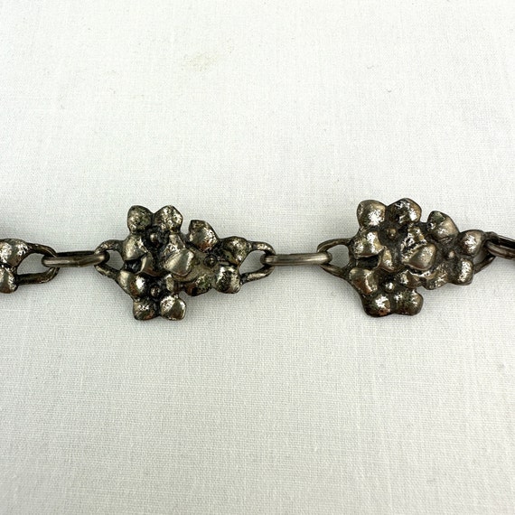 Vintage Sterling Silver Flower Link Bracelet - image 3