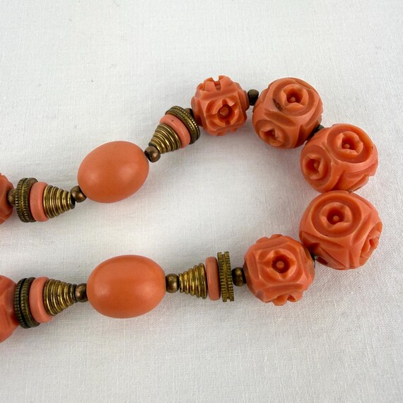 Vintage Celluloid & Brass Bead Choker - image 11