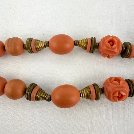 Vintage Celluloid & Brass Bead Choker - image 12