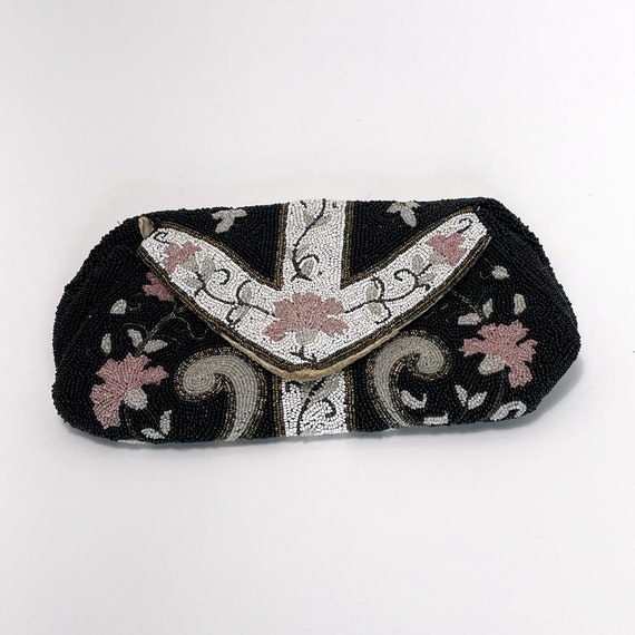 French Art Deco Silk Beaded Clutch - image 1