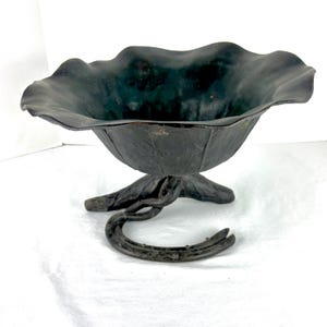 Antique Japanese Bronze Ikebana Lotus Blossom Bowl