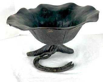 Antike Japanische Bronze Ikebana Lotus Blossom Schüssel