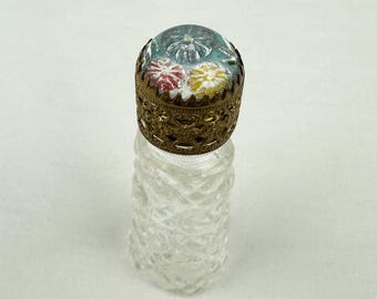 Vintage IRICE Czech Perfume Bottle with Floral Domed Lid