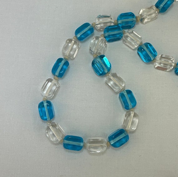 Vintage Hand Knotted Czech Cubed Glass Necklace - image 4