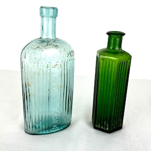 Two Large Antique Apothecary Poison Bottles