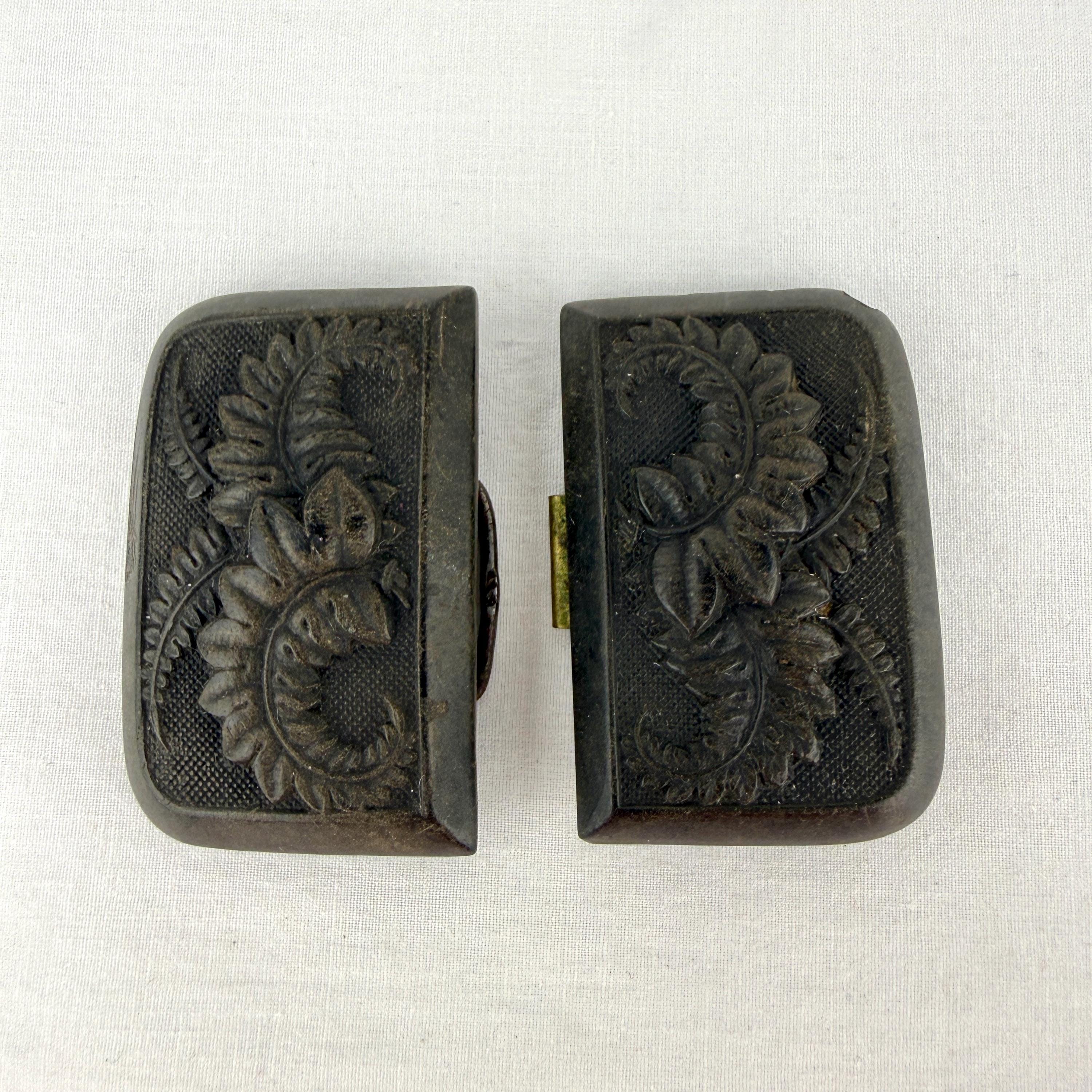 Extremely rare antique Gutta Percha belt buckle. SOLD, thank you. Rare Victorian man in the moon and shooting  main image 3