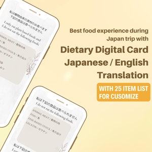 Reisdieetkaart | Japan | Digitale download | Professioneel vertaald | Allergieën | Veganistisch | Vegetarisch |