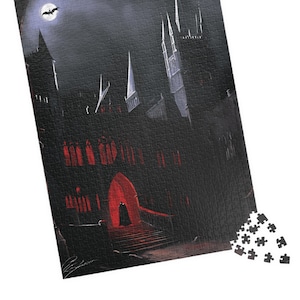 Vampire Jigsaw Puzzle for Adults, Vampire Castle Puzzle, Gothic Fantasy Jigsaw, Gift for Horror Fans, Dracula&#39;s Castle, Transylvania