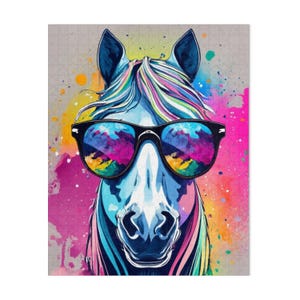 Colorful Horse Puzzle, Fun Jigsaw Puzzle for Adults and Kids, Unique Horse Puzzle with Vibrant Colors, 520  Piece Puzzle