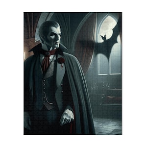 Gothic Vampire Puzzle, Dracula Puzzle, 520 Pieces Puzzle, Vampire Castle Scene Puzzle, Spooky Puzzle for Adults, Halloween Decor
