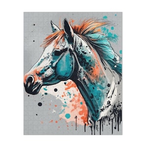Colorful Horse Puzzle, Unique Horse Lover Gift, Artistic Horse Design Puzzle, Vibrant Horse Jigsaw, Equestrian Art Puzzle, 520  Pieces
