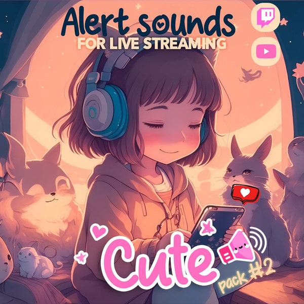 Twitch sound alerts | stream audio assets | stream alert sounds | audio alerts for streamer, vtuber, pngtuber | Cute sounds pack #2|