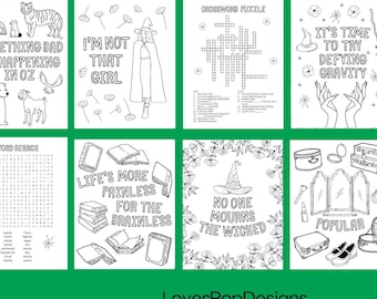 Páginas para colorear y actividades de la película Wicked: 8 páginas PDF inspiradas en Wicked para colorear