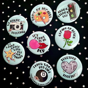 Kiss and Disco Buttons - Set of 8 HS4 Pins