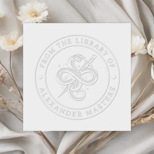TOP SELLER - Custom Witchy Book Seal with Your Name - Personalized Book Embosser with Snake and Dagger - Best Book Lover Gift - Reader Gift