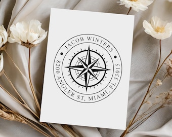 Compass Custom Address Stamp – Personalized Self-Inking Stamp