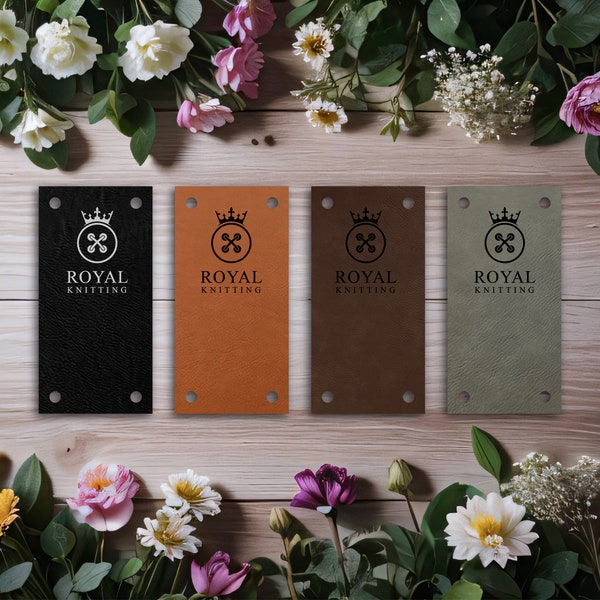 Custom Vegan Leather Labels - Fold Over Tags for Knitting & Crochet
