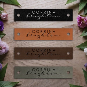 Custom Leather Labels Leather Tags with Name Knitting Labels Crochet Labels Sewing Labels Clothing Tags Personalized Gift image 1