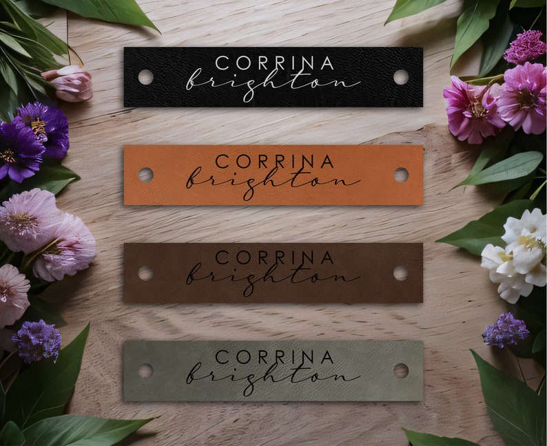 Custom Leather Labels Leather Tags with Name Knitting Labels Crochet Labels Sewing Labels Clothing Tags Personalized Gift image 1