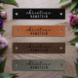 Custom Leather Labels - Leather Tags with Name - Knitting Labels - Crochet Labels - Sewing Labels - Clothing Tags - Personalized Gift