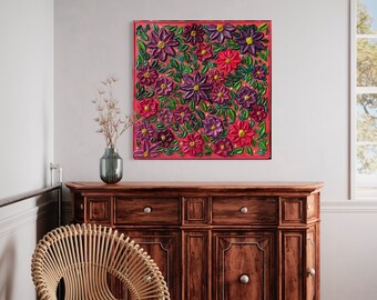 3d flower textured wall art