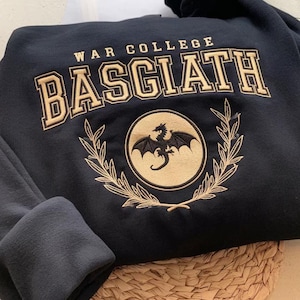 Basgiath War College Embroidered Sweatshirt, Fourth Wing Hoodie, Dragon Rider Sweatshirt, Bookish Sweatshirt, Gift For Book Lover Bookworm
