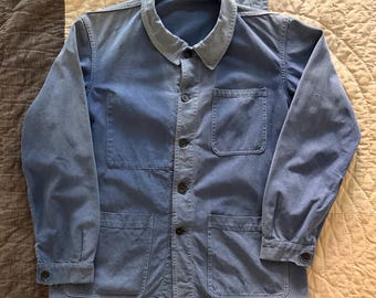 Chaqueta de trabajo Moleskin francesa Bleu de Travail de los años 50 y 60