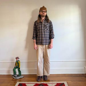 1970s Pendleton Lobo plaid shirt with suede elbow patches