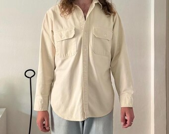 1970s Woolrich earth tone beige chamois cloth shirt