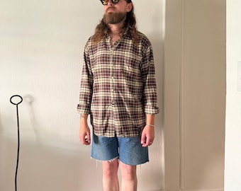 Thrashy J.Crew burgundy/cream plaid flannel