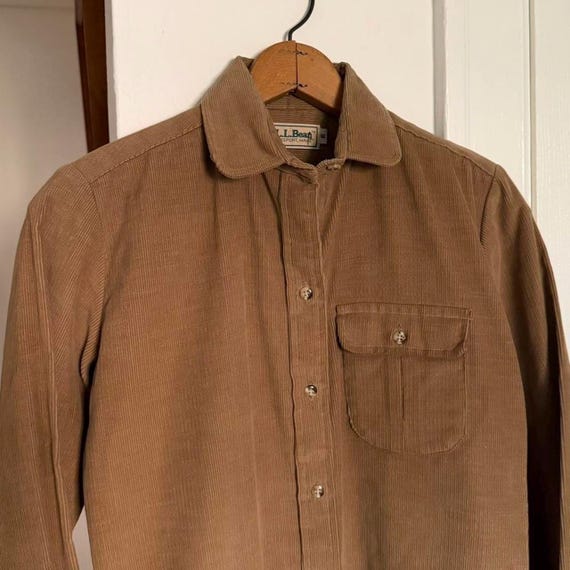 1980s L.L. Bean tobacco brown corduroy shirt dress View 6