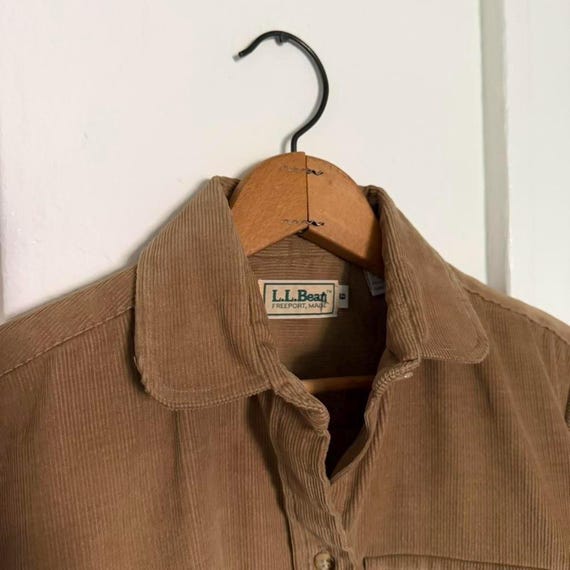 1980s L.L. Bean tobacco brown corduroy shirt dress View 3