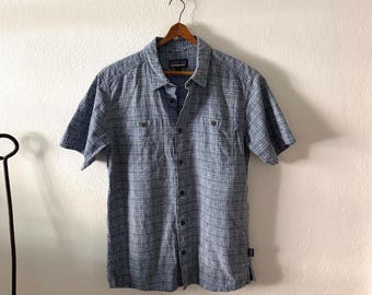 Patagonia blue/white plaid lightweight cotton shirt