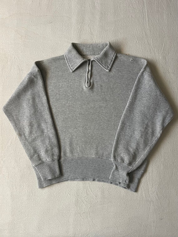 1950s heather gray quarter zip sweatshirt