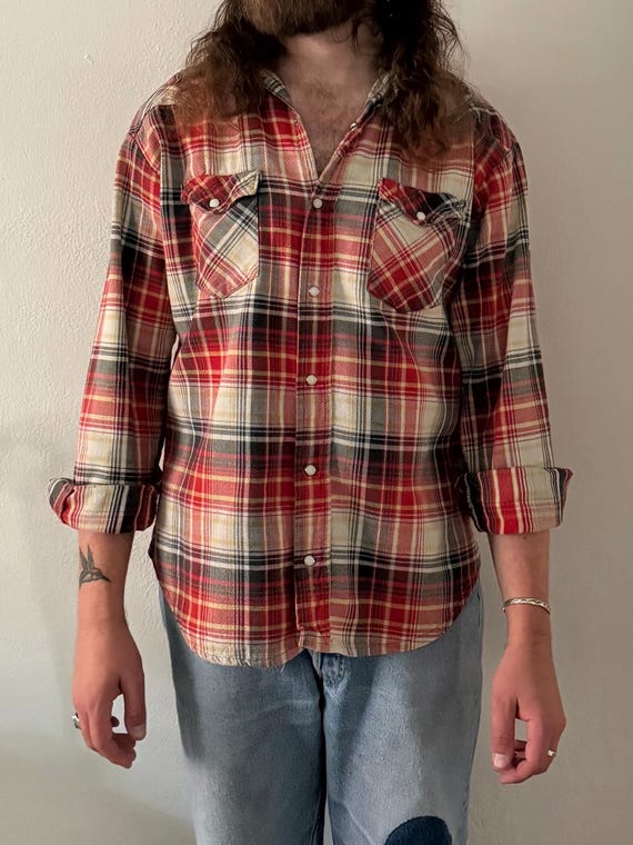 1970s Bar F all-cotton western pearl snap shirt ~ Large