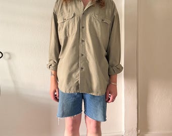 REI well-worn gray chamois cloth shirt ~ XXL