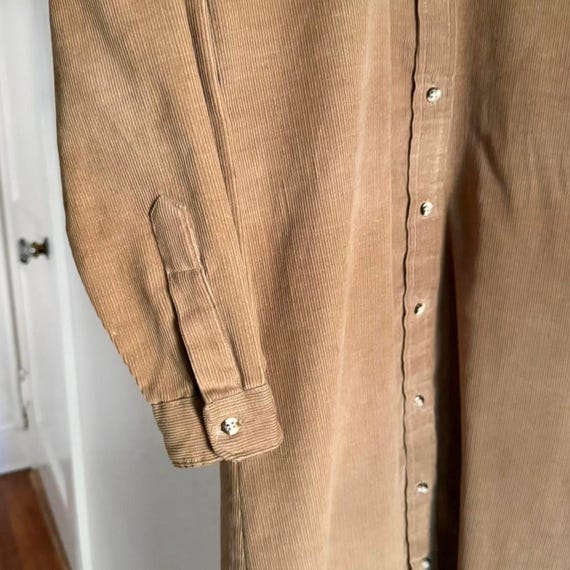 1980s L.L. Bean tobacco brown corduroy shirt dress View 5