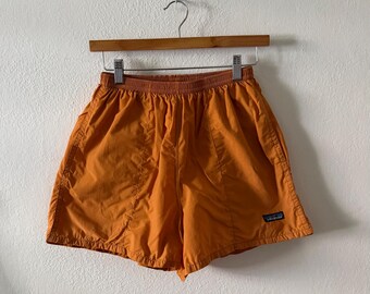 Early 2000s Patagonia Baggies rust orange elastic waist shorts
