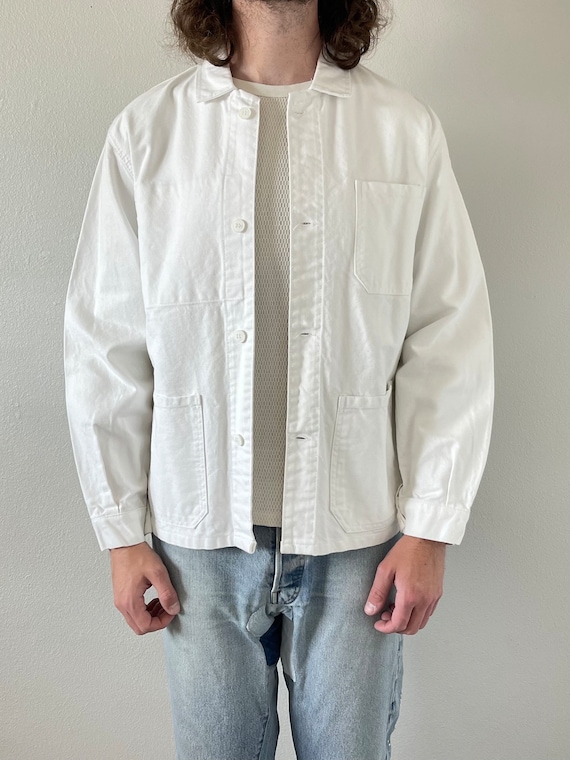 1960s/1970s white cotton twill French work jacket