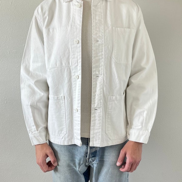 1960s/1970s white cotton twill French work jacket